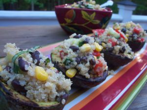 Grilled Avocado Halves with Cumin-Spiced Quinoa Salad